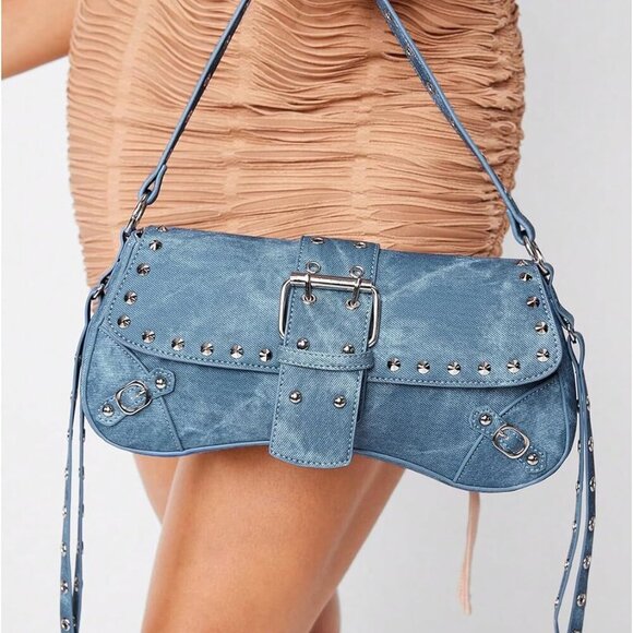 Women's Shoulder Bags Y2K PU Leather Clutch Small Purse Hobo Bags - Picture 4 of 7